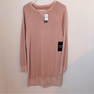 Abercrombie NWT Garment Dyed Light Pink Long Sleeve Sweatshirt Mini Dress